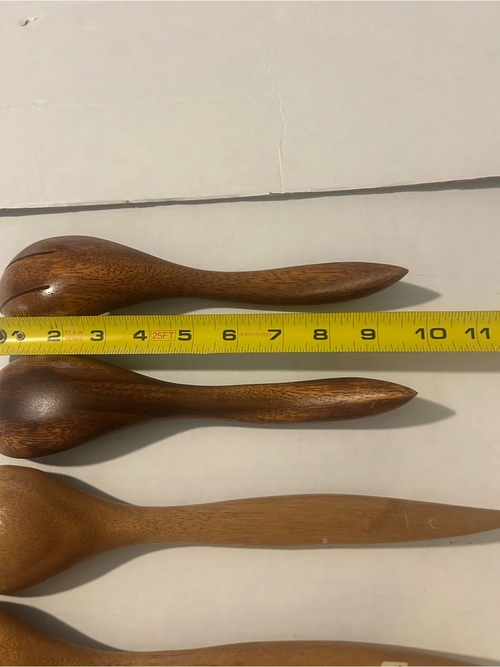 Hand Carved Wood Salad Servers Set Lot Of 3 Pair Fork spoon Teak Acacia serving